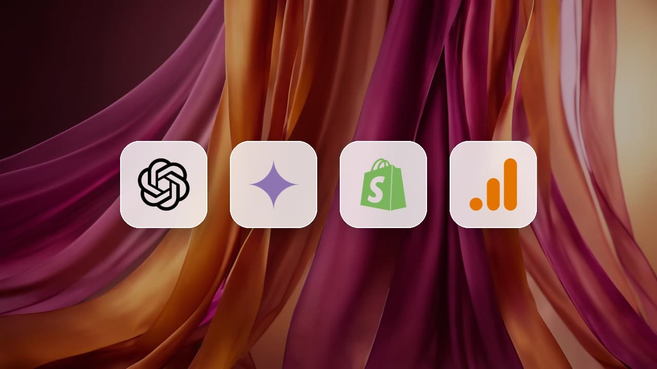 Agentic commerce attribution across ChatGPT, Google UCP and your store OpenAI, Google Gemini, Shopify and Google Analytics logos representing the agentic commerce attribution stack