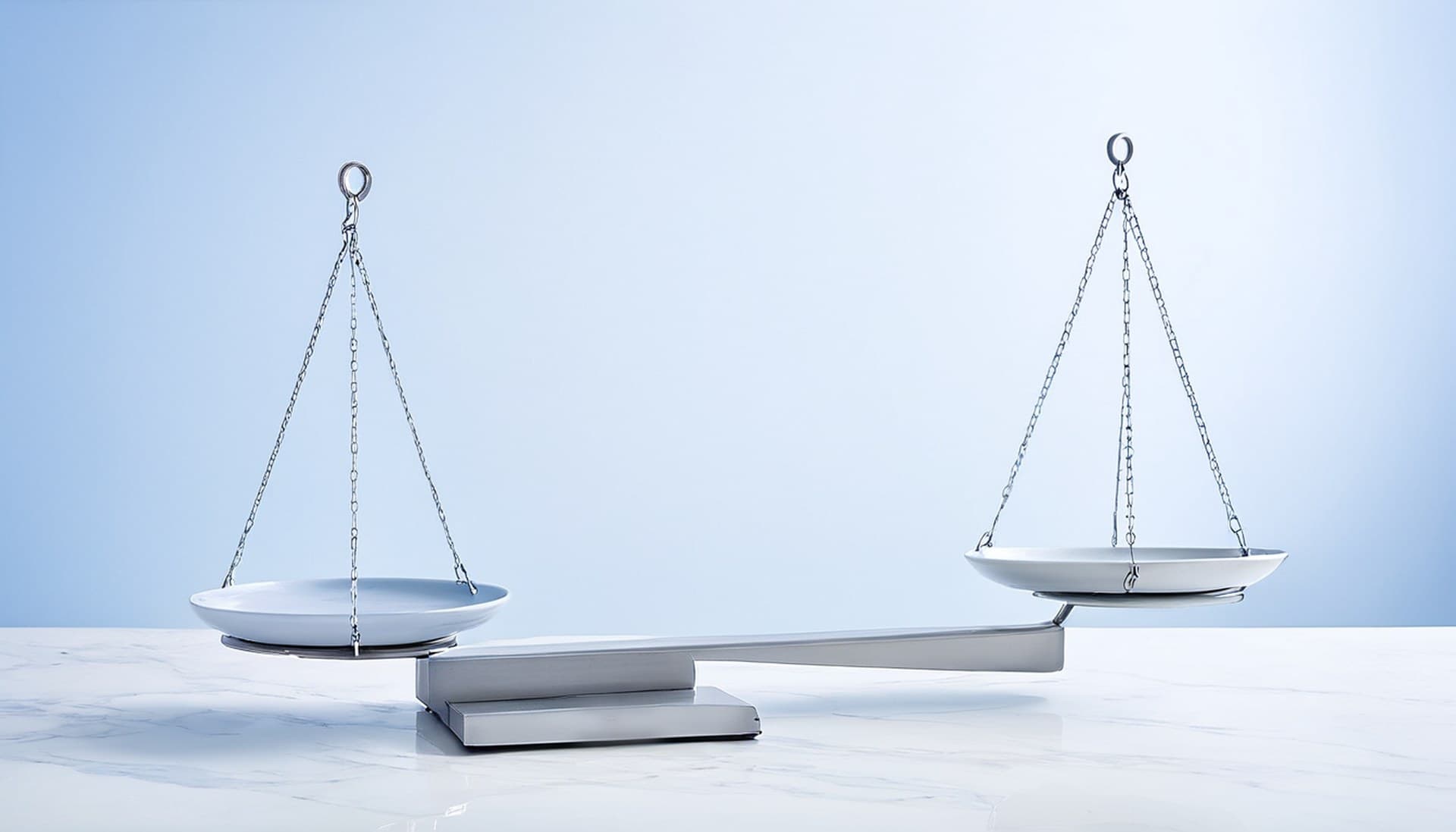 Conflicting data on AI search traffic conversion rates A tilted balance scale with one pan low and one pan high, representing conflicting studies on AI search traffic conversion rates