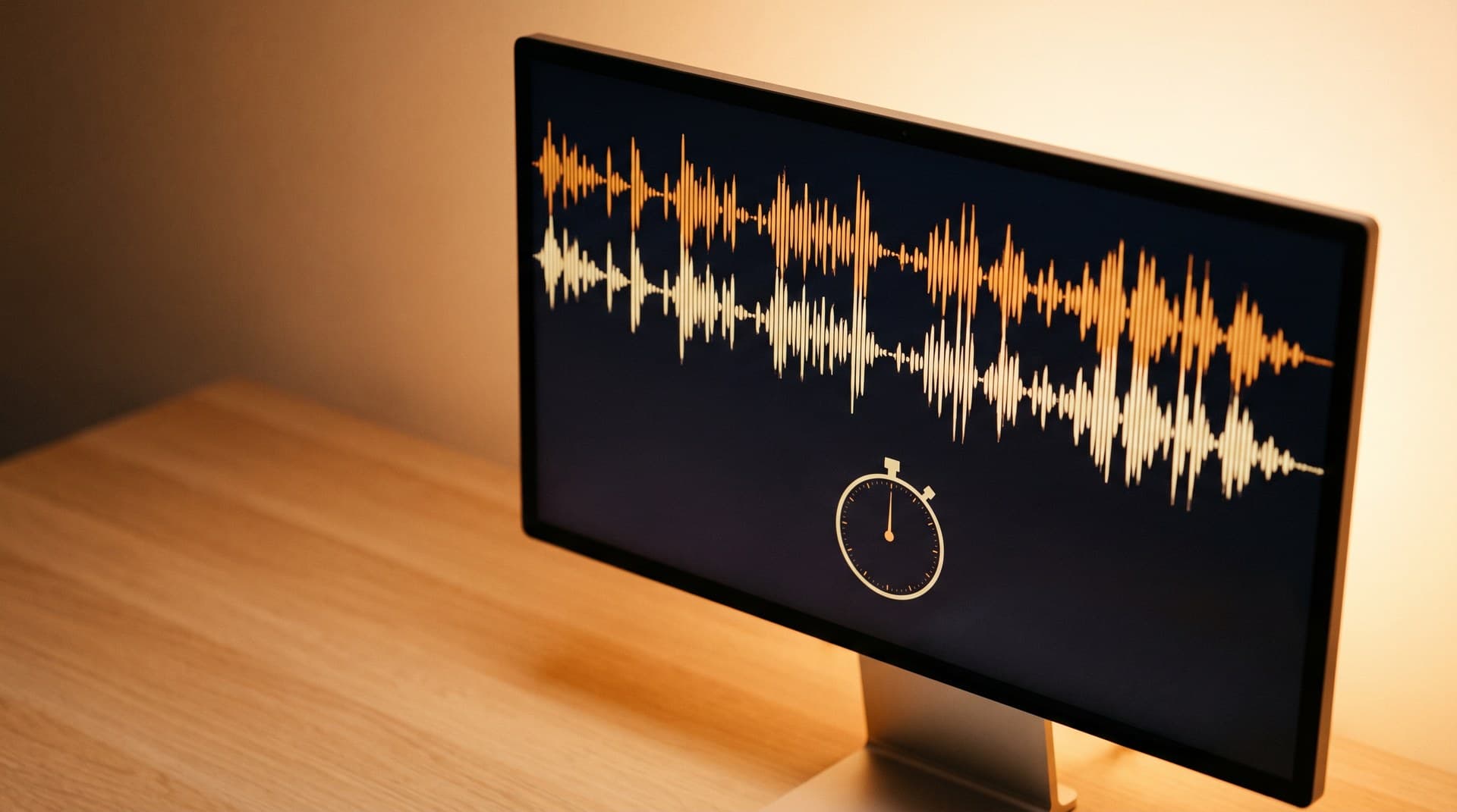 AI voice agent barge-in and turn-taking analysis Voice analytics dashboard showing a call waveform with two overlapping speaker lanes and a response-time gauge