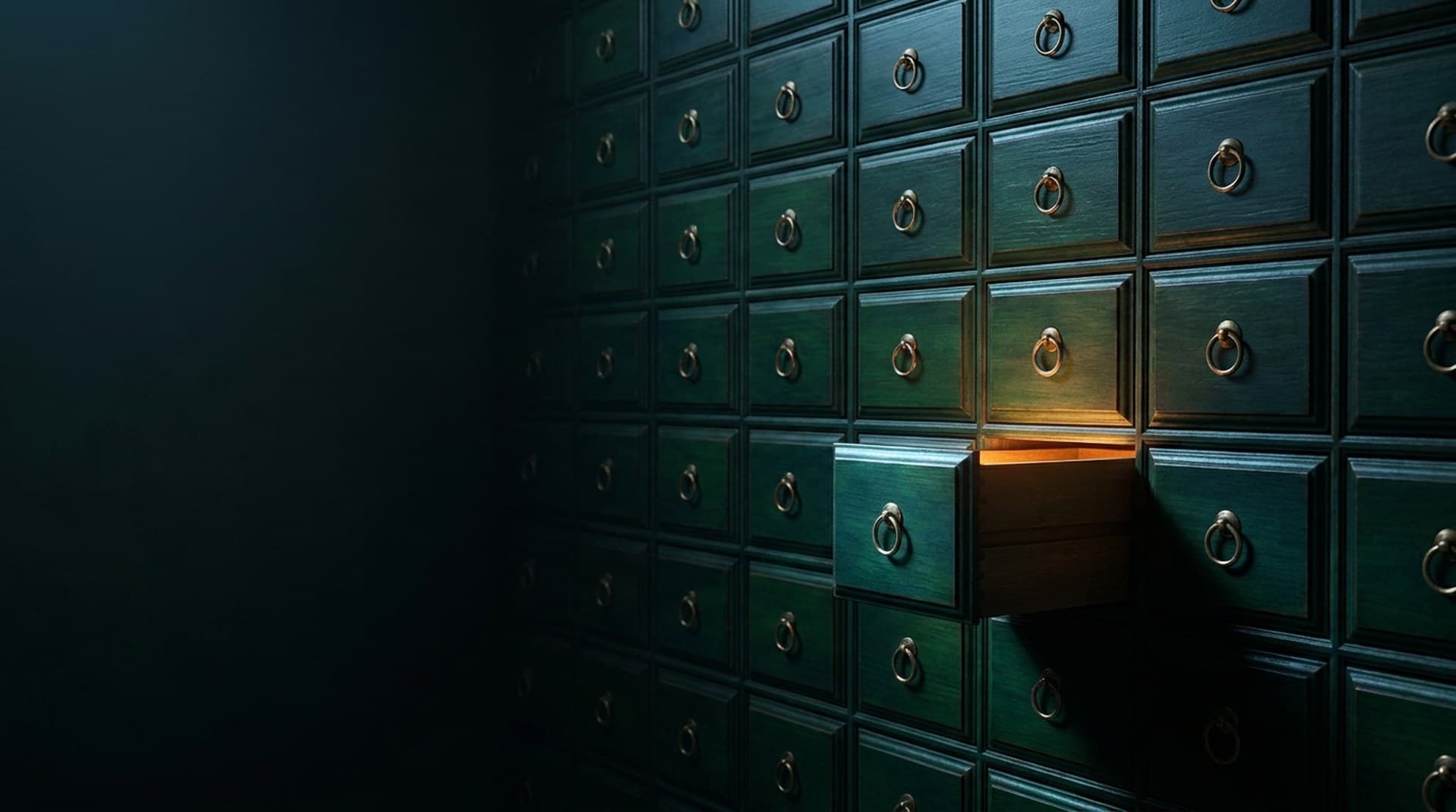 Why an n8n AI agent calls the wrong tool Wall of dozens of identical dark green drawers with one drawer pulled open and lit, representing an n8n AI agent choosing the wrong tool