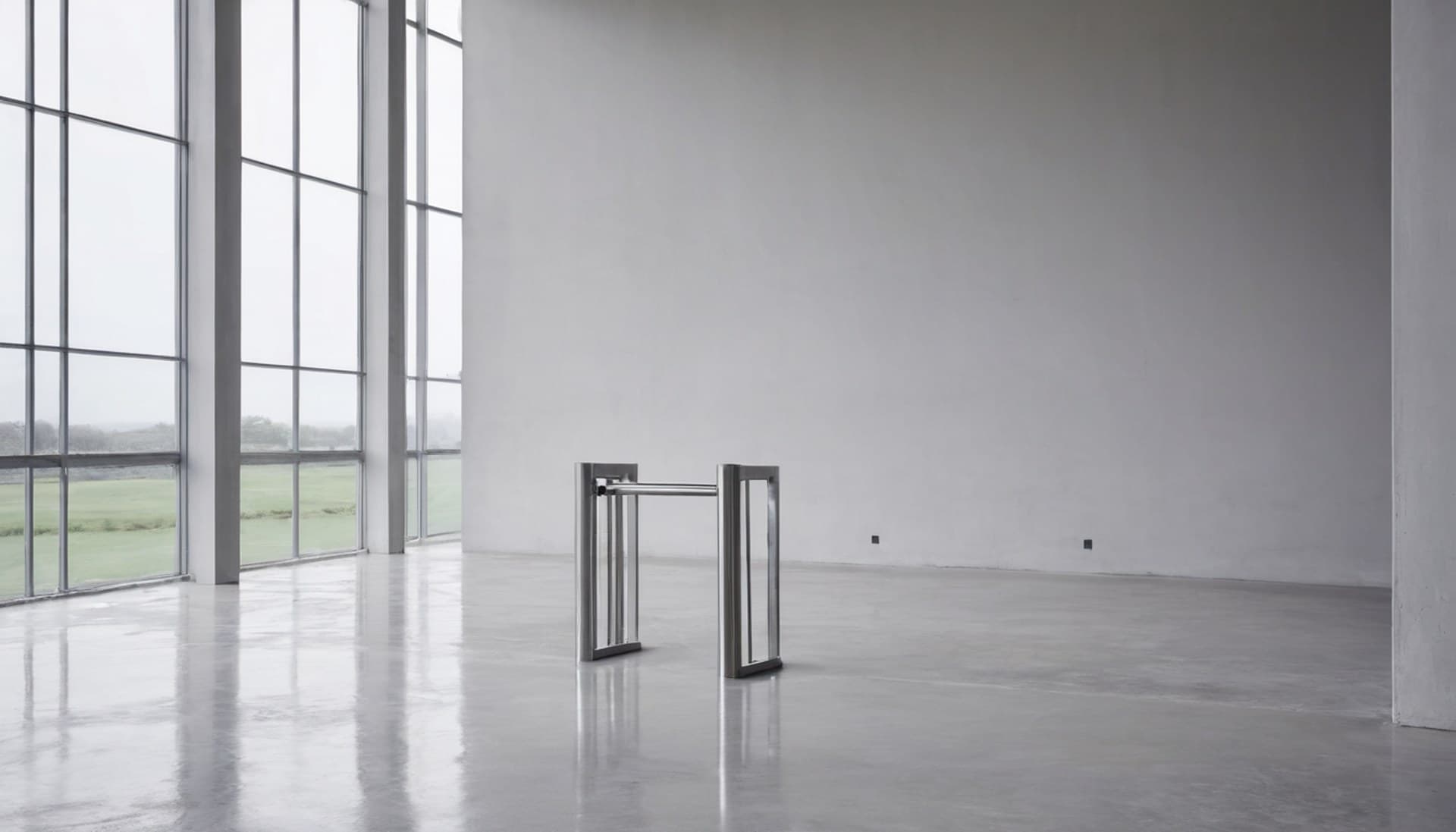 Why a self-hosted n8n upgrade is a one-way gate without a database backup A single stainless steel one-way turnstile standing alone in an empty concrete hall, representing the forward-only database migration that makes an n8n upgrade hard to roll back